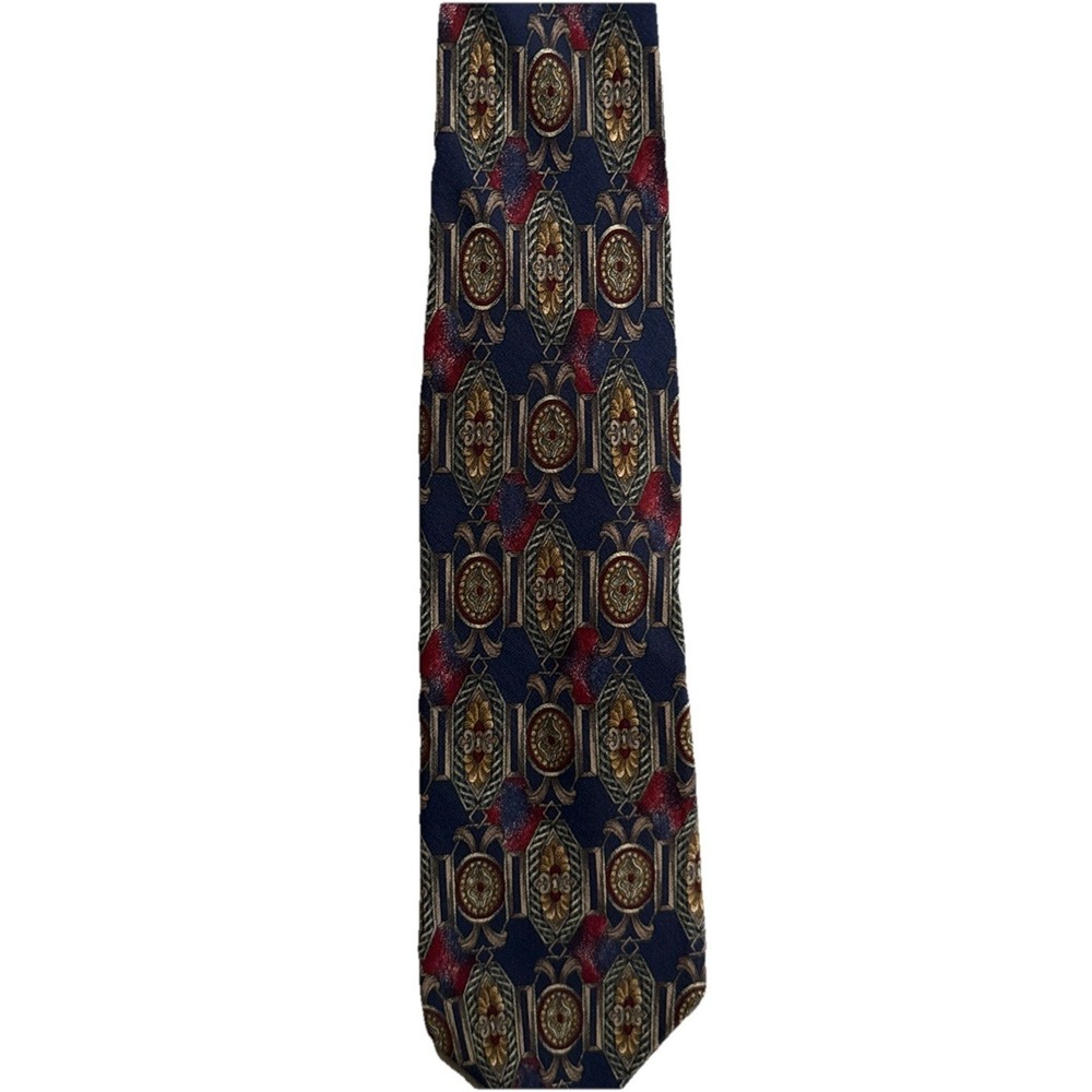 VTG Bill Blass Silk Paisley Floral Neck Tie Blue, burgundy beige, brown
